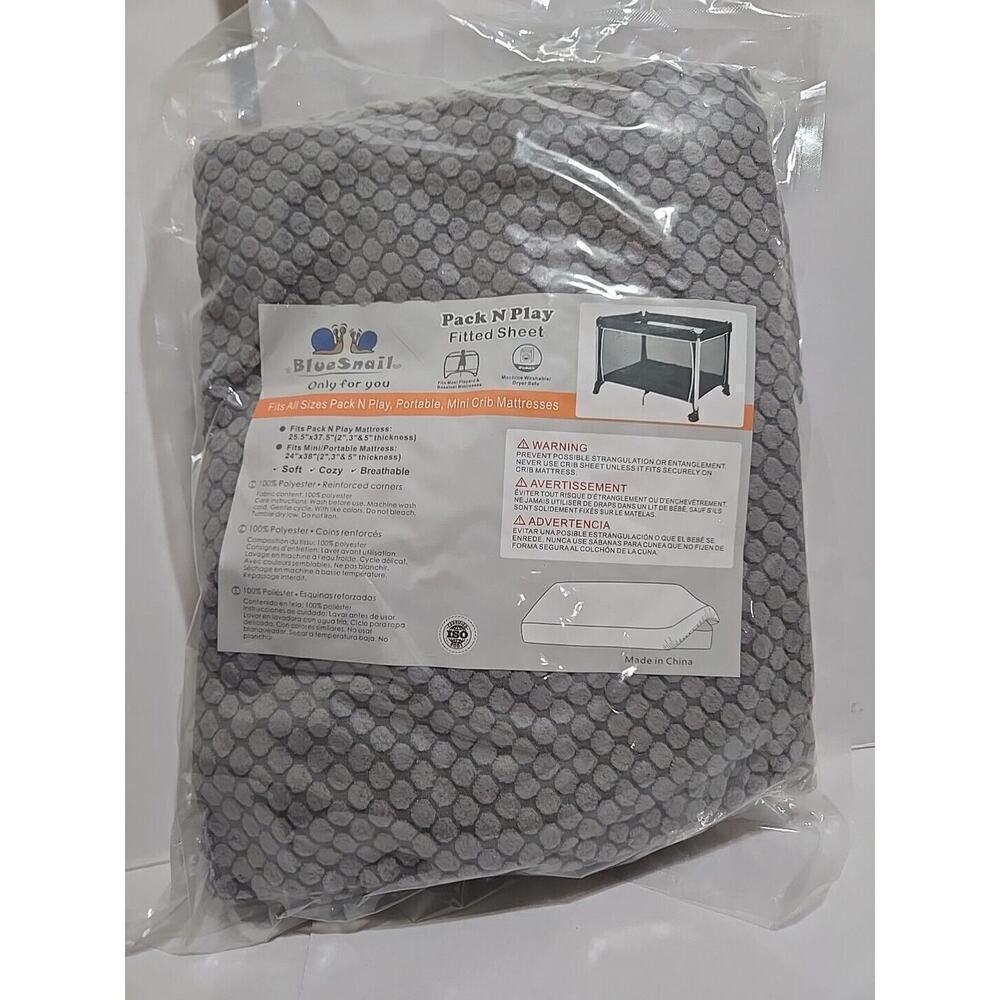 Blue Snail Baby Gray Textured Soft Changing Table Fitted Sheet Portable Stretchy